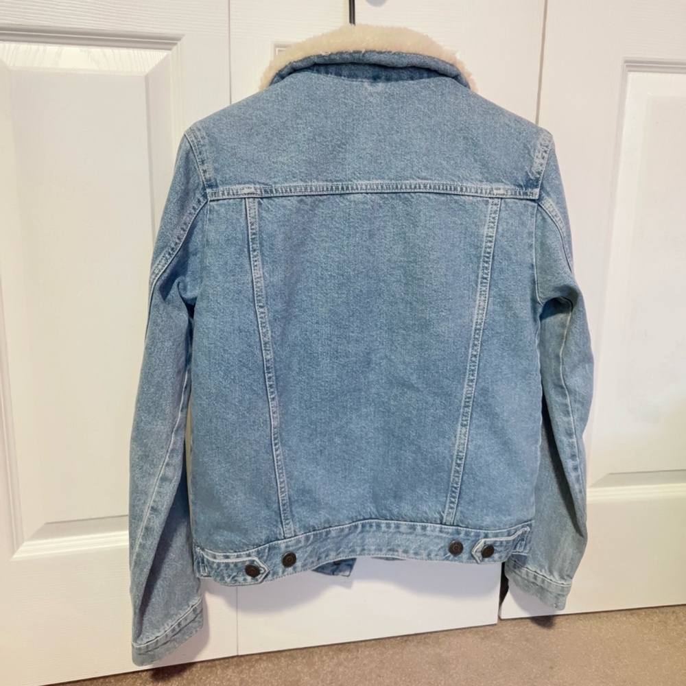 Topshop Cream Sherpa Denim Jacket - Picture 4 of 4